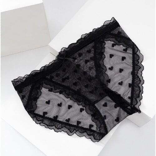 Womens Underwear Sexy Lace Transparent Love Briefs Bow-Knot Breathable Soft Panties Sexy Lingerie Panties Briefs Body Sculpting