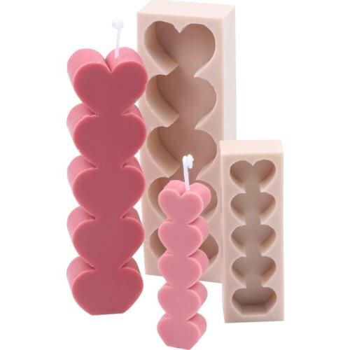 1Pc Heart Cube Candle Mould Aromatherapy Candles 3D Silicone Mold DIY Soap Candle Wax Form Home Decor