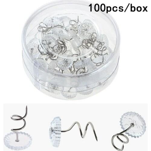 100Pcs Twist Pin Nickel Plated Steel Pin Sofa Couch Chair Car Headliner Repair Drapery Clear Pins Bed Fixed Twist Nail Fastener