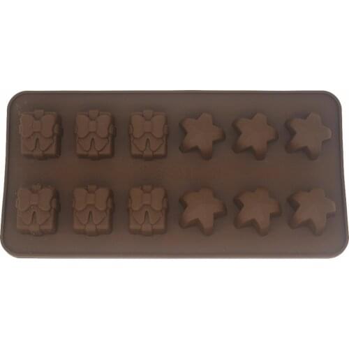 12 hole Gift Box Stars Silicone Chocolate Mould Jelly Pudding Mold