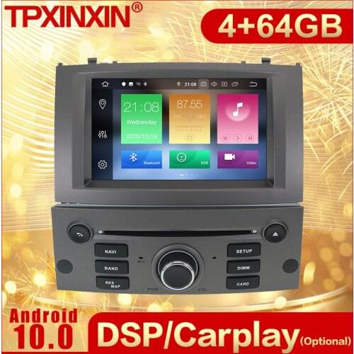 2 Din Carplay Android Radio Receiver Multimedia Stereo For Peugeot 407 2004 2005 2006 2007 2008 2009 2010 GPS Recorder Head Unit