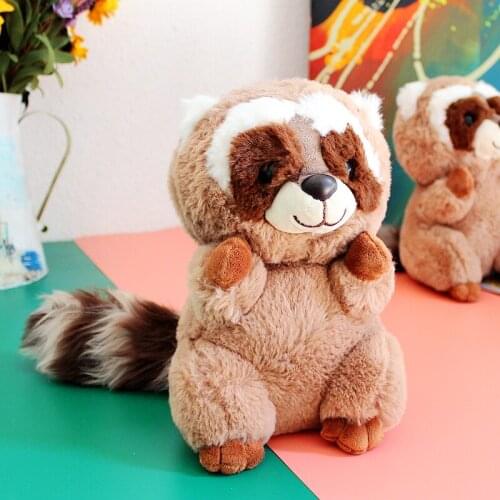 23cm Plush Doll Rusty The Brown Raccoon Soft Stuffed Toys Big Beanie Eye Unicorn Owl Giraffe Bat Cat Animals Doll Toy Gift