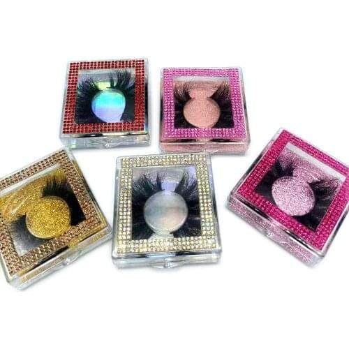 25mm Mink Eyelash Rhinestone Diamond Lash Packaging Soft Full Strip 5D 6D 25mm Long Eyelashes Volume Lashes Make up Eyelashes