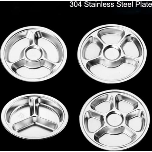 304 Stainless Steel Plate Round Shape Dining Restaurant Tray Thickened Round Separator Plate