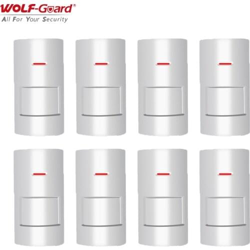 8Pcs Wolf-Guard Wireless PIR Motion Sensor Passive Infrared Detector for Wifi GSM Home Security Alarm Burglar System 433MHz