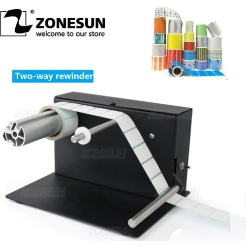 ZONESUN 180MM Automatic label rewinding Machine, barcode label two-way rewinder, label paper rewinder