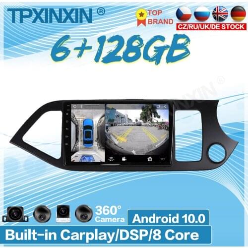 6+128G For KIA Morning Android 10.0 Car Stereo 360 HD Auto Surround View Camera Car Multimedia Player Stereo Radio GPS Navigtion