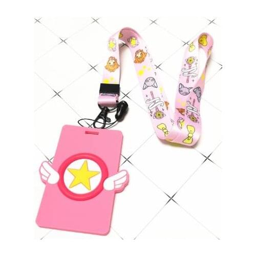 New Japanese anime Cardcaptor Sakura Named Card Holder Identity Badge with Lanyard Neck Strap Card Bus ID Holders With Key Chain