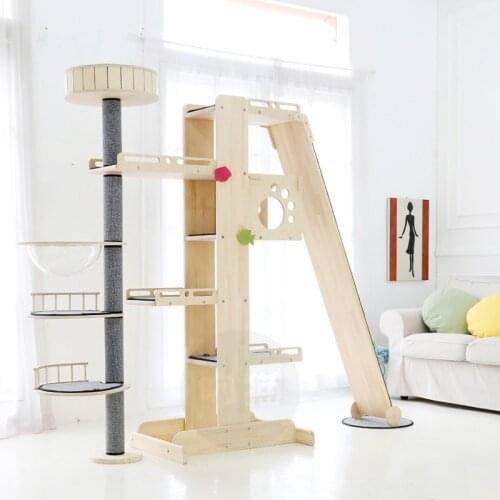 New Large Solid Wood Cat Climbing Frame Log Color Cat Litter Scratching Post Scratching Board Strong And Wear-resistant
