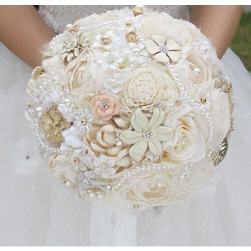 DIY Ivory brooch bouquet Plants flower Bride Bridal Wedding Bouquet Bridesmaid Creative Dried flowers Customizable bouquets