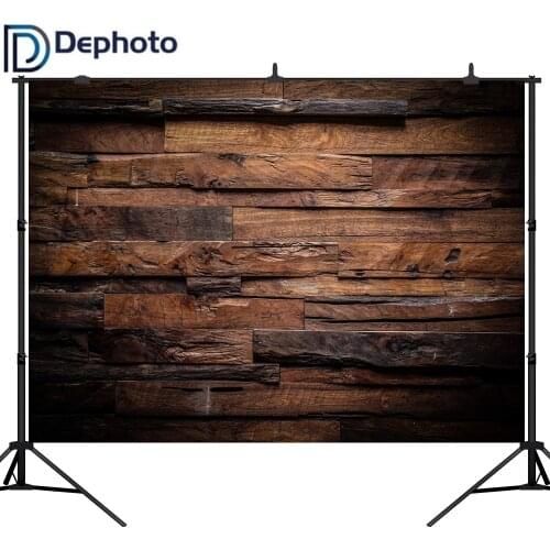 DePhoto Dark Wood Backdrop Brown Vintage Computer-Printed Photography Background Studio Photo Booth Props
