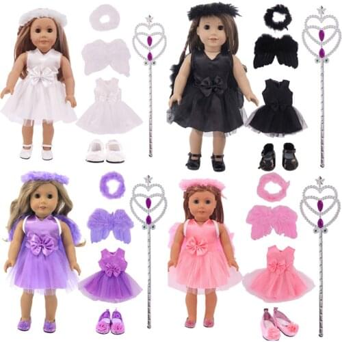 Angel Suit Angel Wings and Halo Magic Wand Feather Wing Shoes for 18 Inch American Girl Doll/43cm New Baby Born Doll