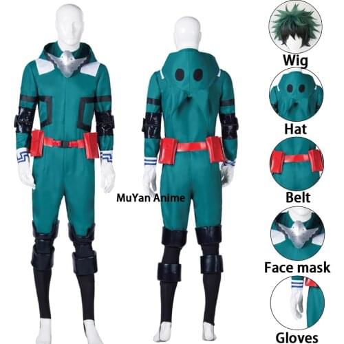My Hero Academia Boku no Hero Academia Midoriya Izuku Deku Cosplay Costume Battle Suit Men Jumpsuit Carnival Full Set Cos Wigs