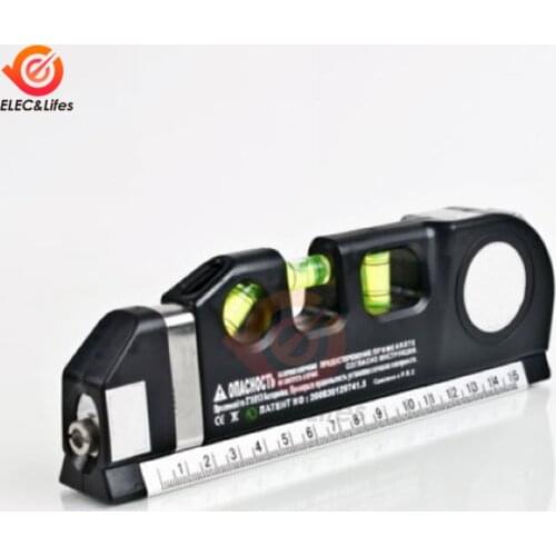 Laser Level Horizon Vertical Measure 8FT Aligner Standard and Metric Rulers Multipurpose Measure Level Laser Black