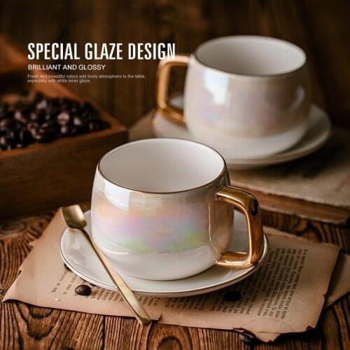 European style small luxury ceramic coffee cup and saucer net red high-end gold rim exquisite coffee cup set