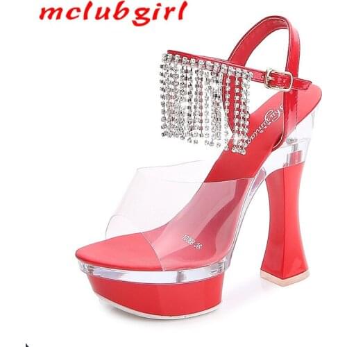 MCLUBGIRL 14cm High Heel High Heel Sandals Summer Waterproof Platform Non-Slip Thick Bottom Sexy Versatile Shoes LFD-10365-19