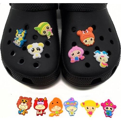 Cute Cartoon Twelve Constellations JIBZ Croc Charms Sheo Decoration Garden Shoe Buckles Sandals Accessories Zodiac Kids Gifts