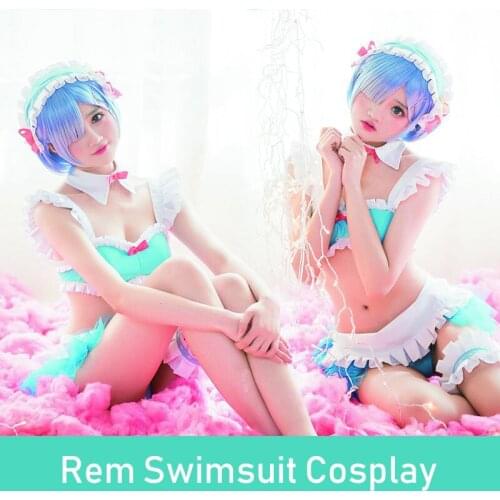 Cute Swimwear Cosplay Re:zero Kara Hajimeru Isekai Seikatsu Re Life In A Different World Kawaii Costume Maid Servant Dress Up