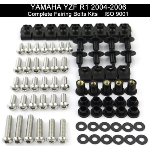 Motorcycle Full Fairing Bolts Kits Fairing Fit For Yamaha YZFR1 YZF R1 2004 2005 2006 Clips Nuts Bodywork Screws Stainless Steel