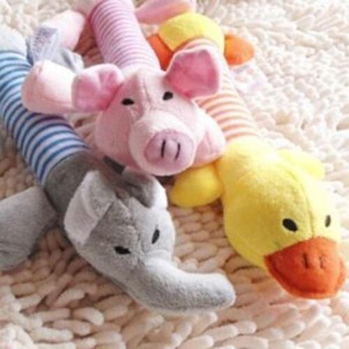 Cute Dog Toy Pet Puppy Plush Sound Soft Chew Squeaker Squeaky Pig Elephant Duck Shape Interactive Toy