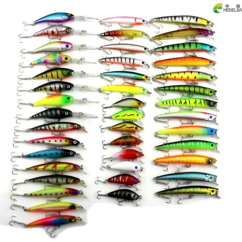 2018 New Minnow 43pcs/lot Fly Fishing Lure Set China Hard Bait Combo Lure Wobbler Carp 6 Models Fishing Tackle Wholesale HJ101