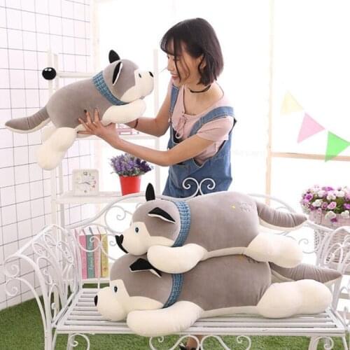 2018 New 45cm 60cm 75cm 100cm Big Size Dog Plush Toy Giant Cute Animal Cartoon Huskie Dog Stuffed Doll Pillow Kids Birthday Gift
