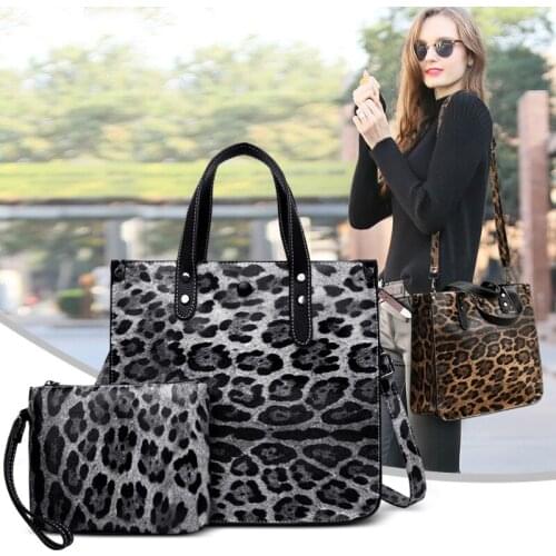 2021 New Women Tote Bag Leather Leopard Crossbody Shoulder Bag Ladie Large Capacity Handbag Shopping Messenger Bags Set