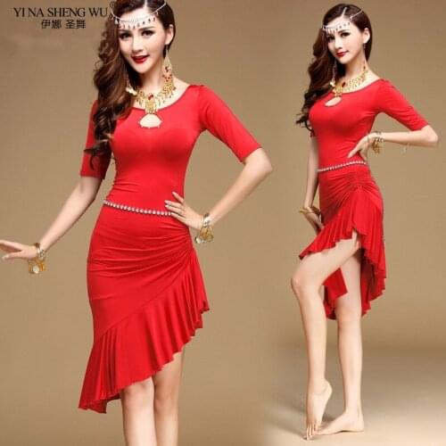 New Belly Dance Costume Practice Autumn Winter Women Sexy Tight Hollow Dress Oriental Indian Dancing Group Training Outfits