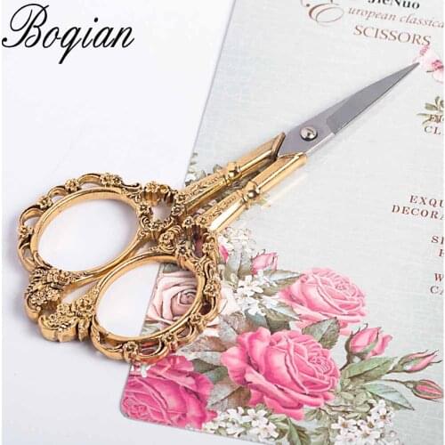 BQAN 4Colors European Vintage Floral Pattern Scissors Nail Art Foil Cutter Seamstress Blossom Scissor Antique Sewing Fabric Tool