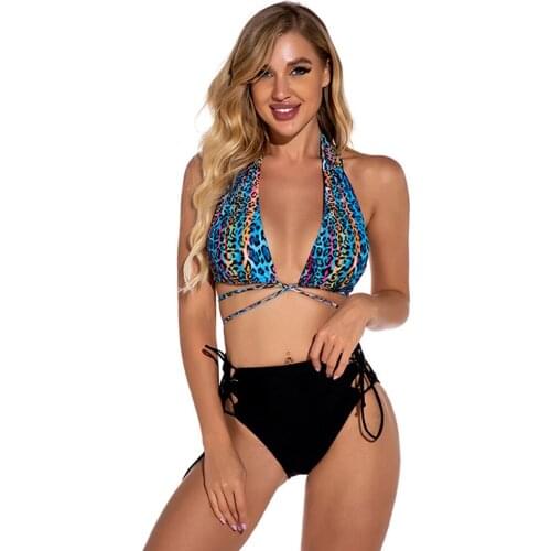High Waist Sexy Bikini 2021 New Women V Neck Halterneck Swimwear European And American Fashion Beachwear Summer Swimming Surfing