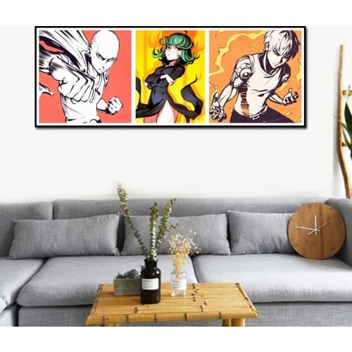 One Punch Man Poster Anime Manga Scroll Poster Wall Art Print Decor,50 x 70 cm,No Frame