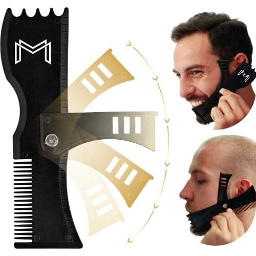 Adjustable Beard Shaping Tool Trimming Shaper Template Comb Styling Template Beard Edge Brush Hair Edger Trimmers Barber Tools