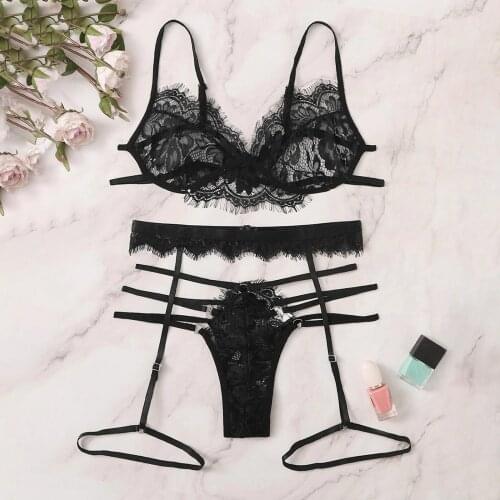 Sexy Lingerie Plus Size Lace See Through Womens Underwear Exotic Clothes Female Temptation Bra G-String Porn Erotic Costumes