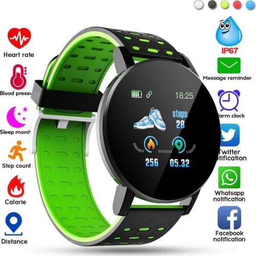 119plus smart watch mens womens blood pressure waterproof sports round smart watch smart clock fitness tracker for Android IOS