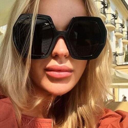 Fashion Polygon Sunglasses 2020 Women Retro Brand Oversized Sun Glasses Female Black Leopard Shades Men Casual Wild Goggle UV400