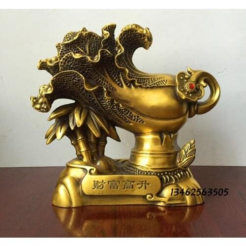 BEST Business gift - TOP COOL Home office fortune Mascot Money Drawing RUYI BAICAI FENG SHUI COPPER art statue