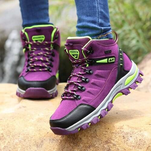 Men Couple Outdoor Travel Shoes High-Top Leather Men Hiking Shoes Trekking Sneakers Comfortable Autumn Winter Men Hiking Boots