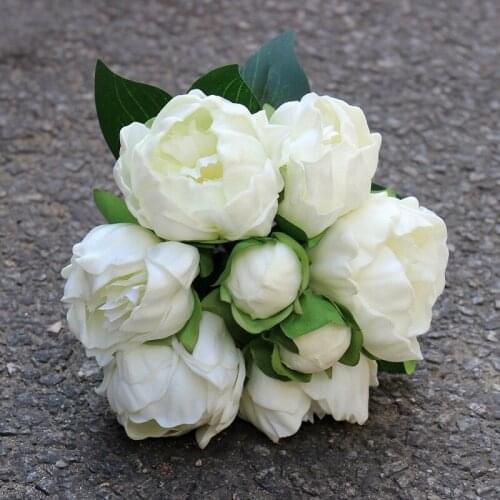 Top Quality Real Touch PU Peony Flower Buds Bouquet 8 Heads Bridal Holding Flower Home Living Decor Ornament 50 Bundles