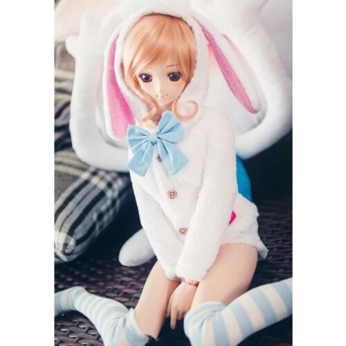 [wamami] 4pcs White Cute Bunny Coat/Shorts/Socks/Bow-Knot For 1/4 MSD 1/3 1/6 SD DZ AOD Luts Dollfie