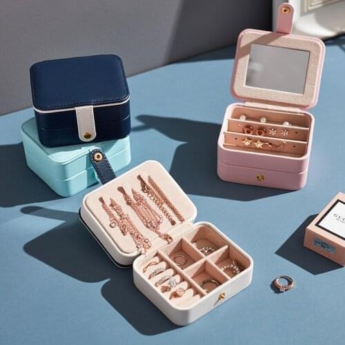 Ladies Travel Jewelry Storage Box Hand Jewelry Exquisite Small Box with Earring Bag Makeup Organizer Case for Jewelry Gift Box