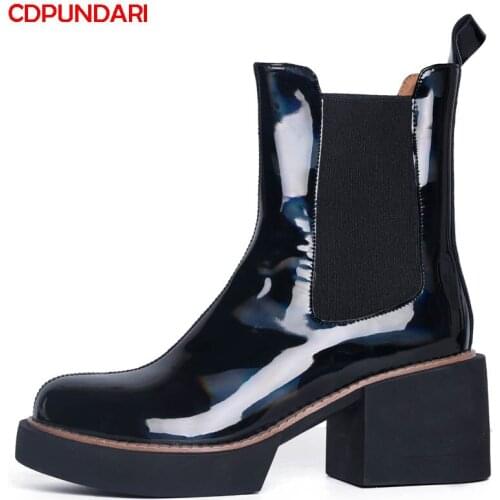 Ladies White Black High Heels Platform Ankle Boots For Women Autumn Winter Chelse Short Boots Shoes Bottines Femme Botines Mujer