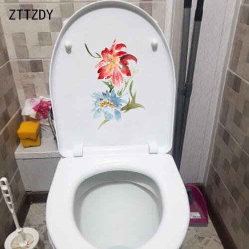 ZTTZDY 14.9*23.1CM Blooming Flower Watercolor Classical Art Bedroom Wall Decal Home Toilet Sticker T2-0453