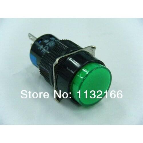 10pcs 24VDC Pilot Light Lamp 16mm Hole Color Green 1NO 1NC Contact 5 Pin SPST Momentary Push Button Switch