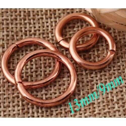 100 PCS metal Rose Gold O Rings Buckles,O-Ring Choker Webbing Strap Belt Clasp Handbag Key Chains Hardware Rings-9MM/13MM