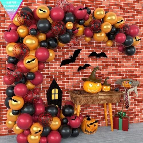 116pcs/set Halloween Balloon Garland Arch Orange Black Halloween Day Decoration Supply Ornament Props For Halloween Party