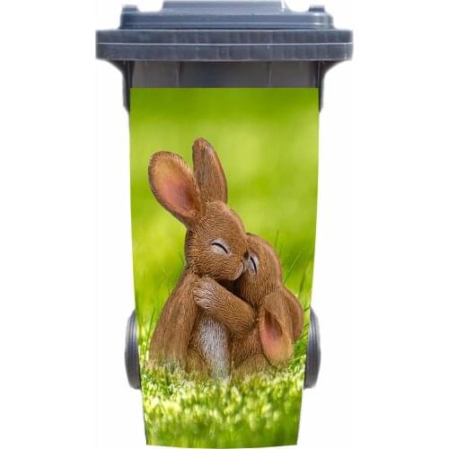 3D Rabbit hug Rubbish Bin Sticker Wallpaper mural Wall Print Decal Removable Wall Mural Photo self adhesive Gift