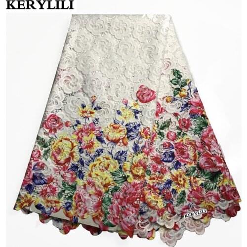 5 Yards Latest African White Lace Cord Fabric High Quality Embroidery Mesh Design Guipure Party Clothes KRL-12851