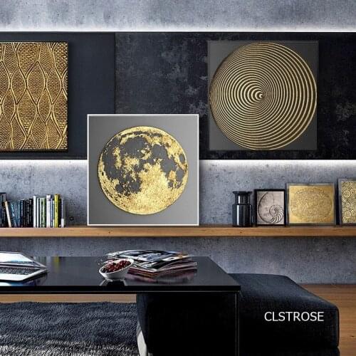 Abstract Golden Line Circle Graphics Nordic Modern Style Posters Art Canvas Pictures For Living Room Decor Painting Unframed