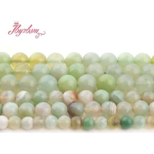 Natural Round Agates Beads Faceted Green Stone Beads For Jewelry Making DIY Necklace Bracelet Loose 6/8/10mm Strand 15"