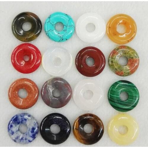 Assorted 18x9mm natural stone mixed round Safety buckle stone beads For Jewelry Making Charm Fashion Jewelry 20pc free shipping